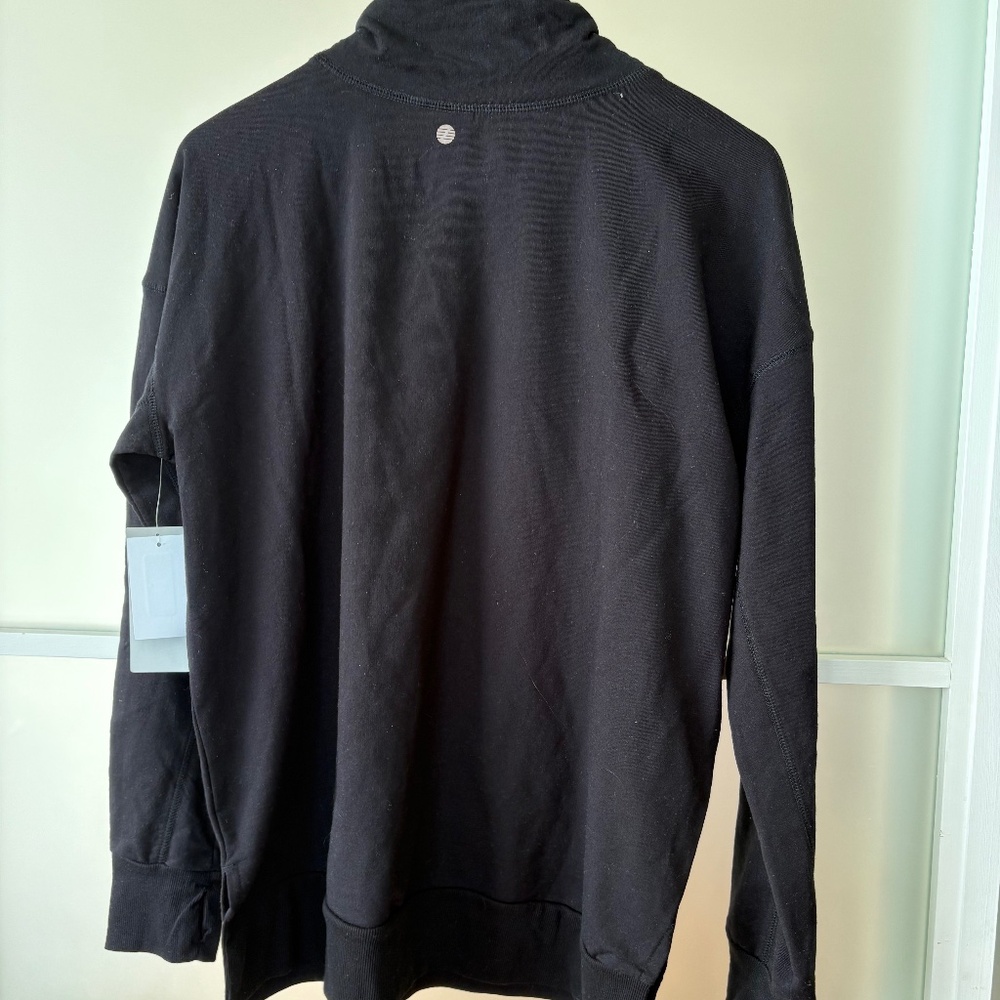 Zella Funnel Neck Pullover Black NWT Sz M